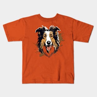 Majestic Collie Grunge Portrait Kids T-Shirt